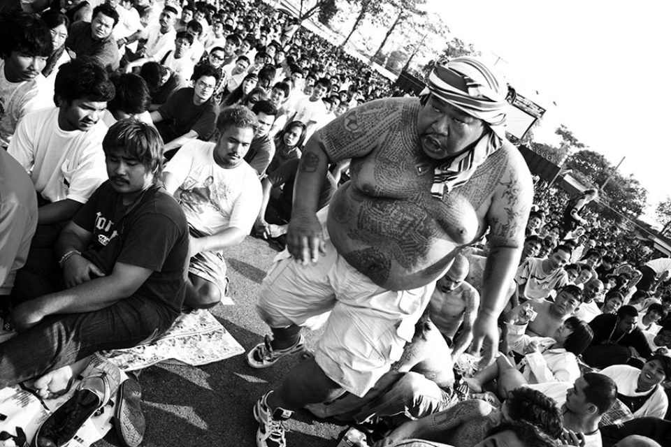 An entranced devotee in the crowd