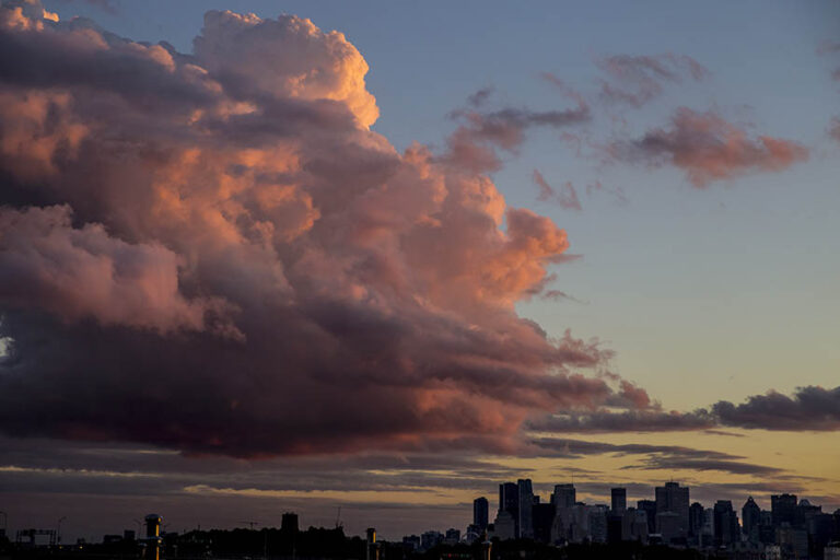 Montreal skyline sunset cloud