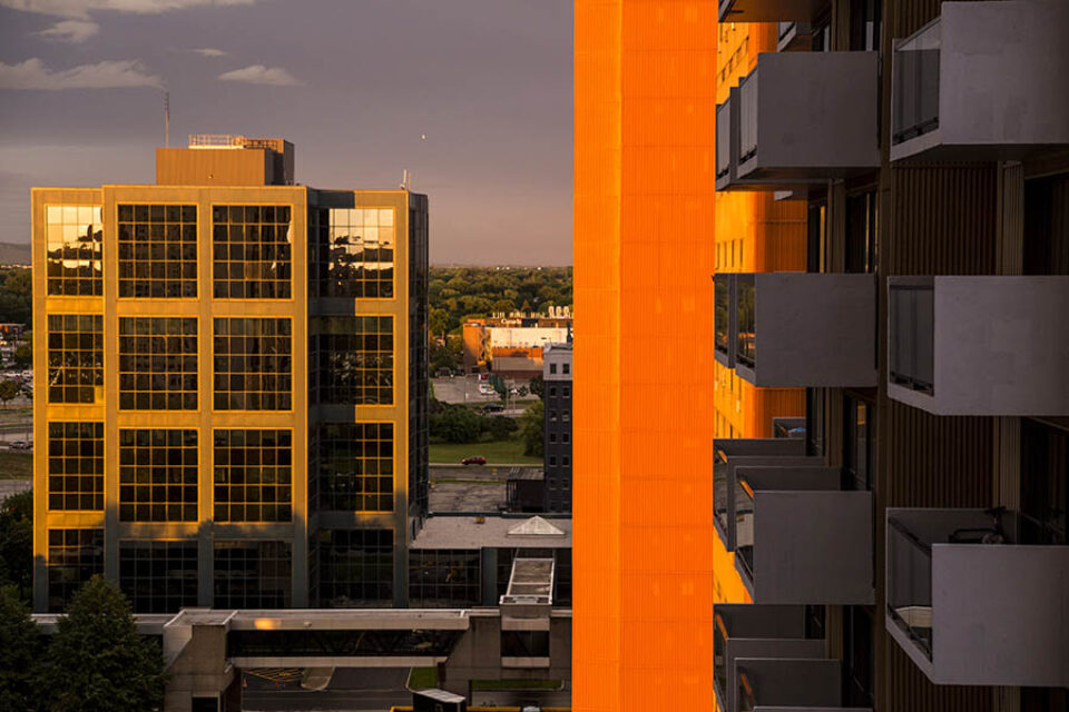 Longueuil office blocks sunset