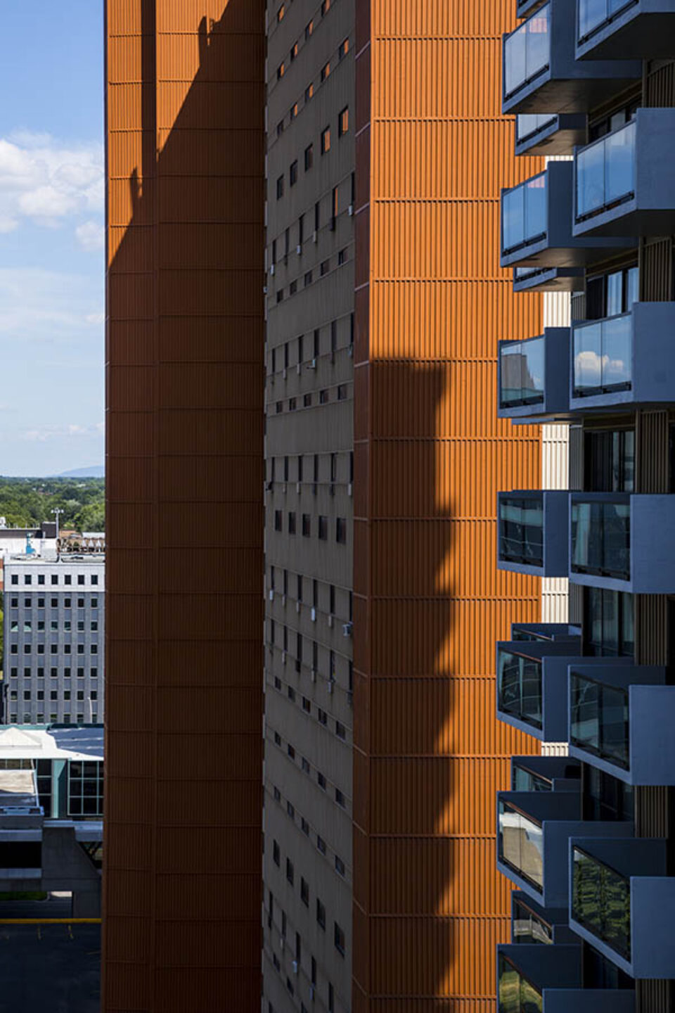 Shadows on condominium tower