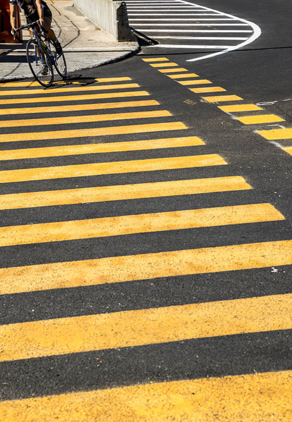 Cyclist Jacques Cartier Bridge zebra crossing