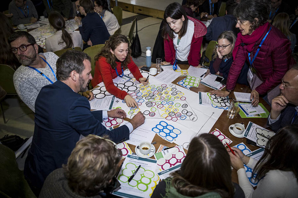 Event attendees doing group activity