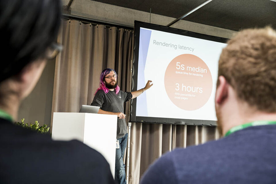 Presenter in conference room