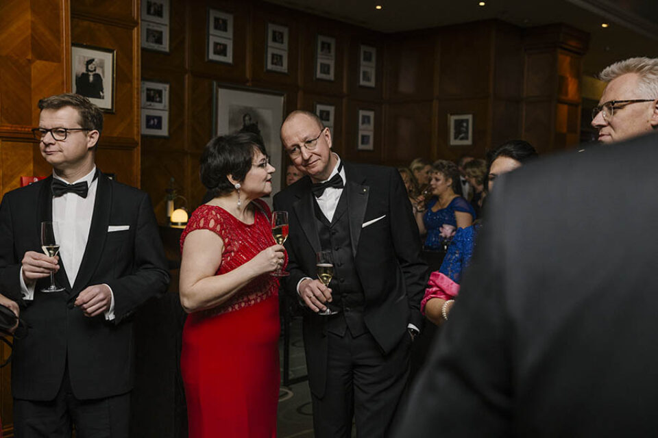 Gala dinner guests mingle