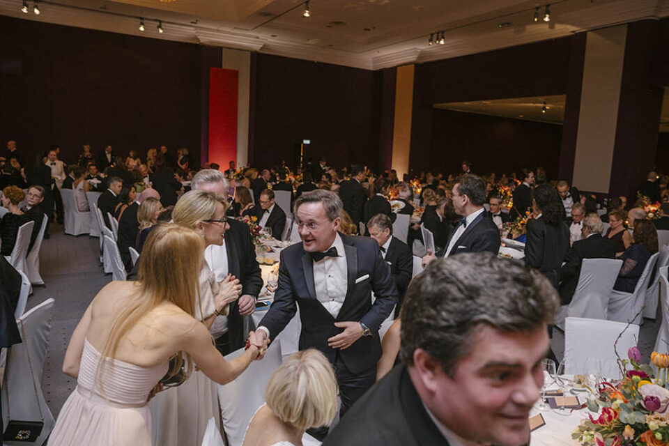 Gala dinner guests mingle