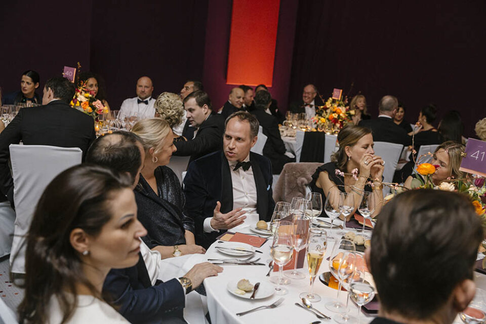 Gala dinner guests chatting