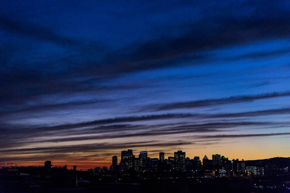 Dramatic skies over Montreal skyline