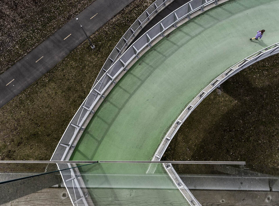 Pedestrian on Passerelle Normandie, Longueuil