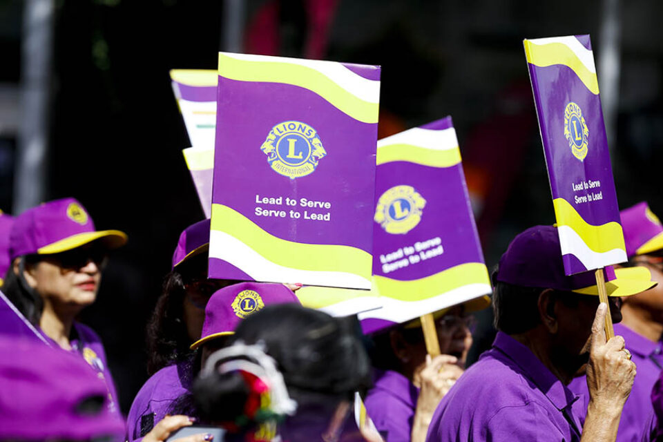 Lions Club motto placards at Montreal street parade