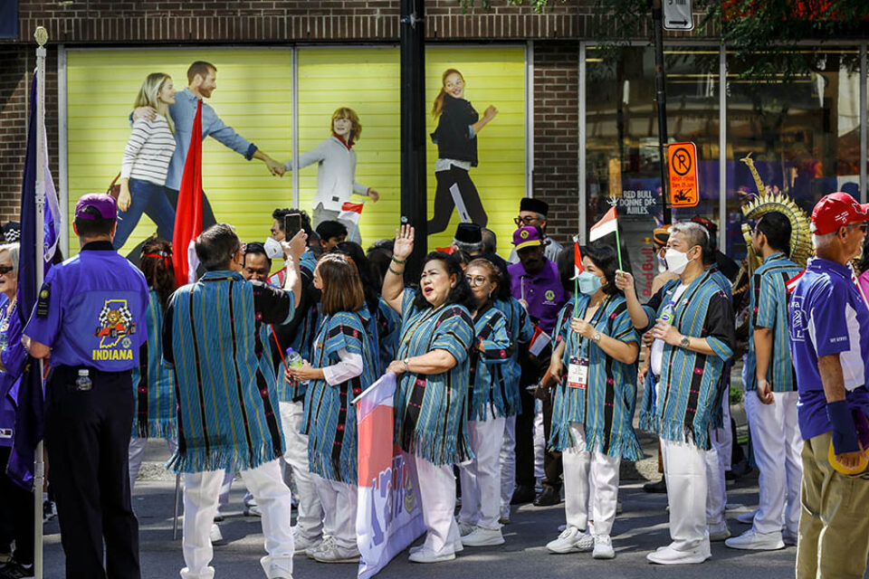 Delegates wait for Montreal street parade to begin