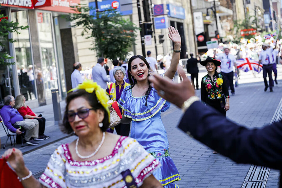 Greeting the crowd at Montreal street parade