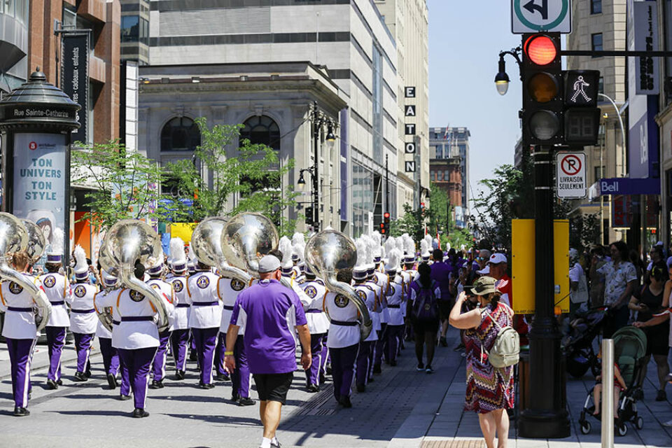 Marching band in city centre at Montreal street parade