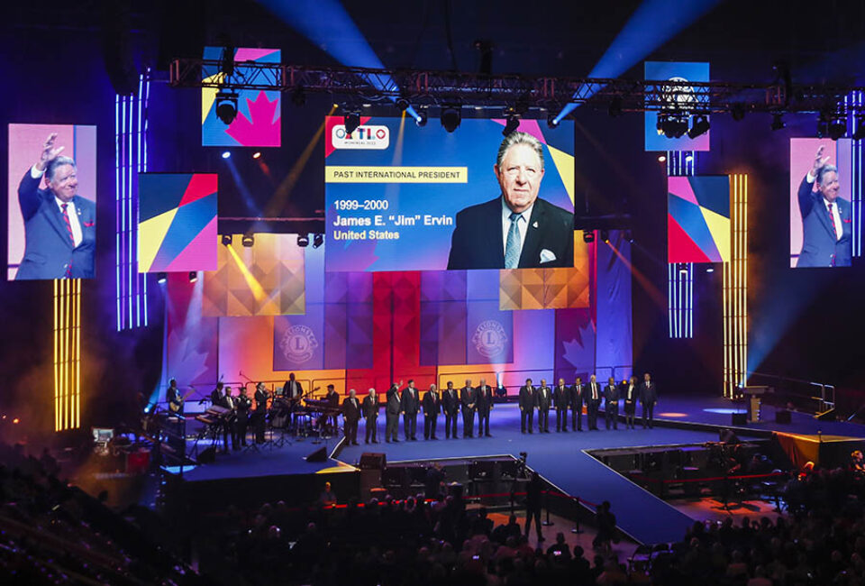 Lions Club past presidents onstage at convention