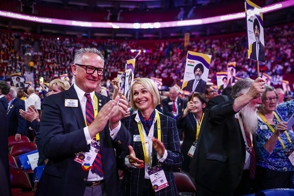 Delegates at convention in Bell Centre, Montreal