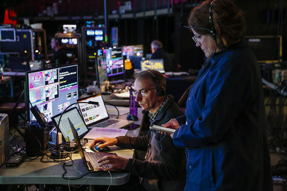 Audiovisual technicians working