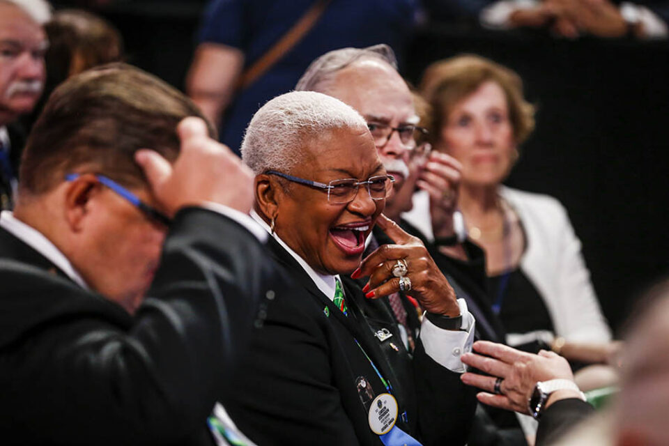 Delegate enjoying convention