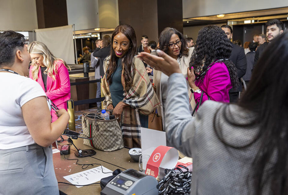 Delegate registration at corporate event