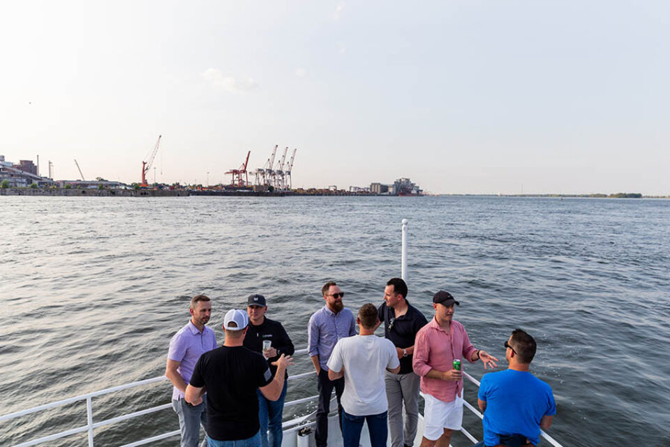 Corporate event delegates in a boat cruise