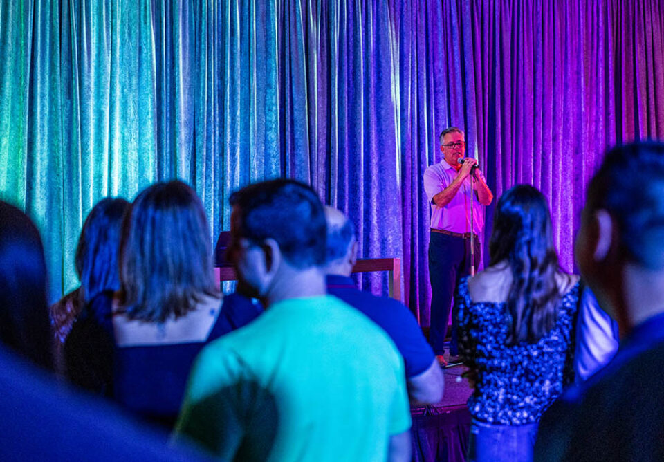 Karaoke at a corporate event