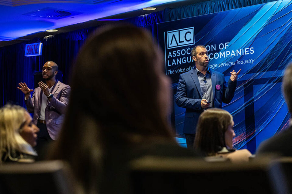 Event presentation with sign language interpreter