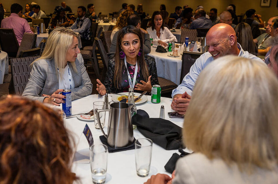 Lunchtime conversations at event