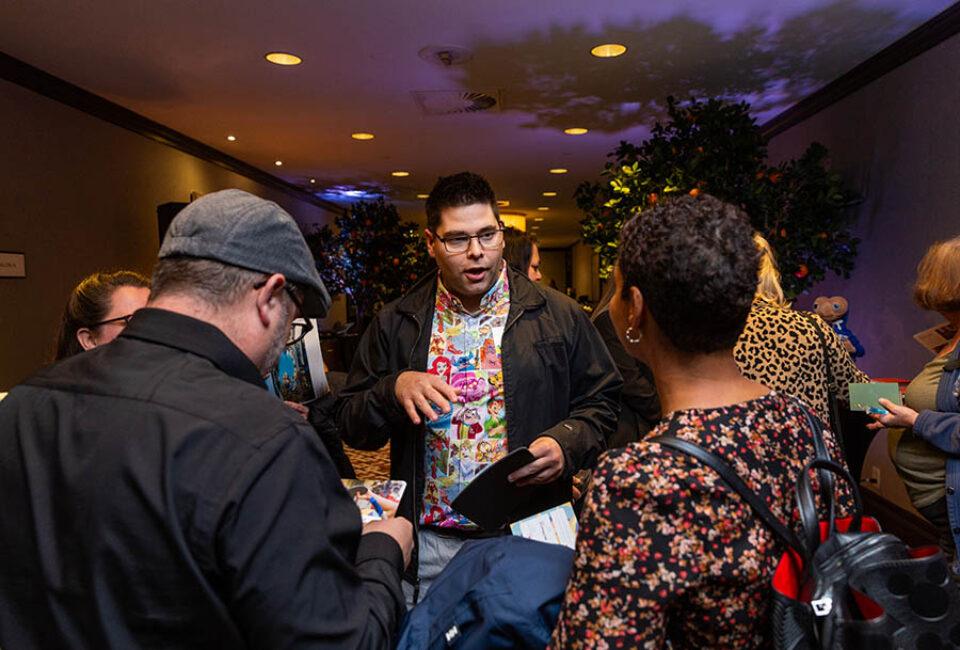 Corporate event delegates interacting